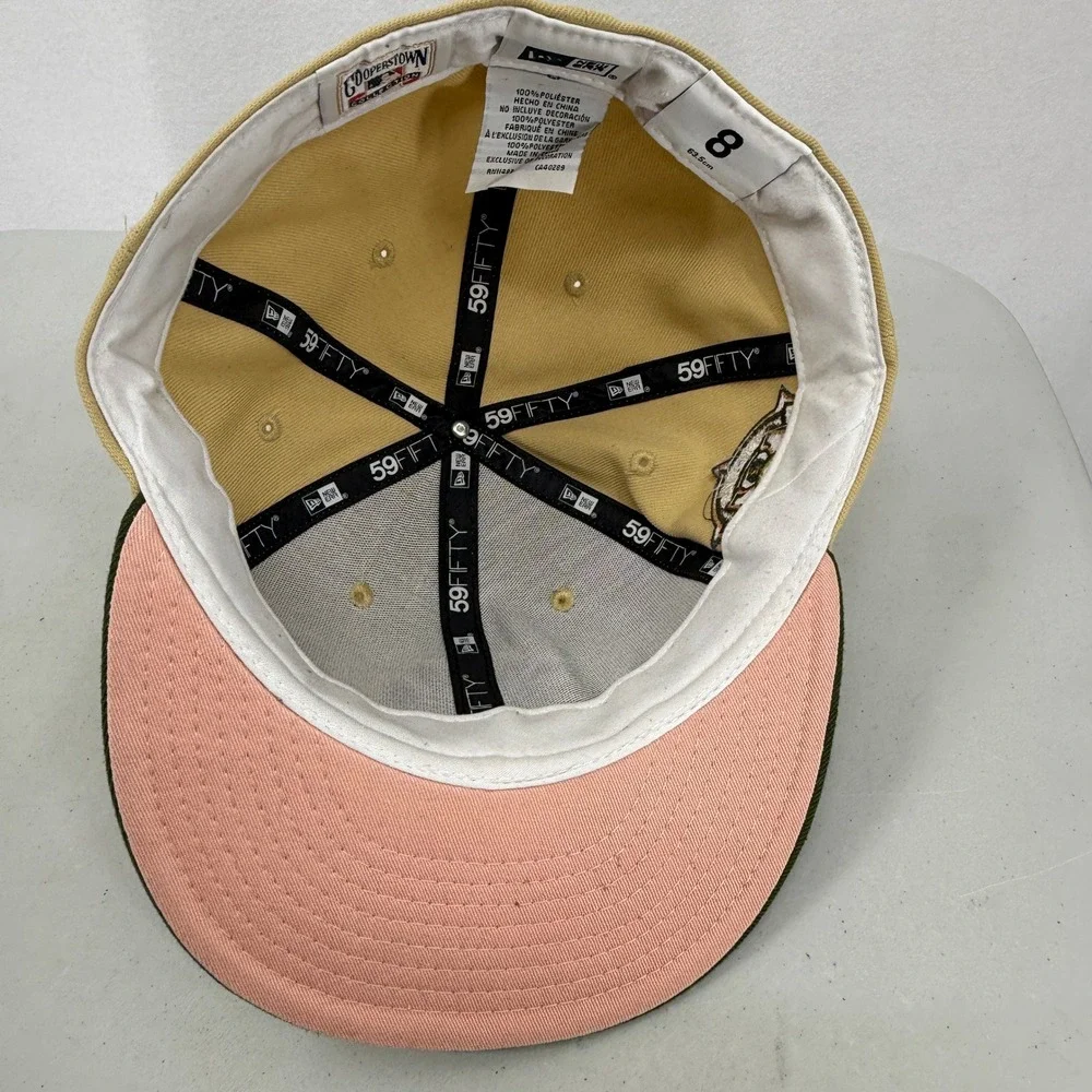 New Era 59FIFTY Fitted Hat‎ Mens Size 8 Tan Green NY Yankees All Star Game Patch